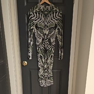 Farm Rio Green and Black Patterned Dress